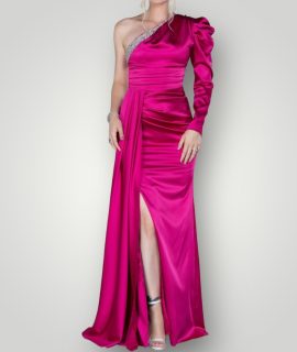 Maxi jurk fuchsia roze met details