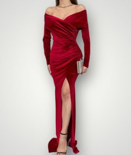 Maxi jurk rood velvet