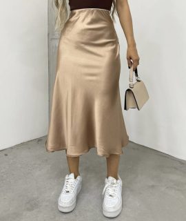 SATIN SKIRT TAUPE