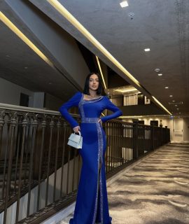 EMBELLISHED MAXI DRESS WITH DETAILS – BLUE