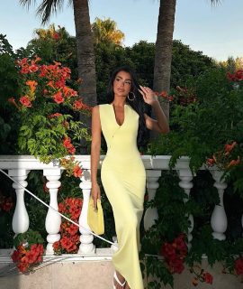 BUTTER YELLOW DRESS WITH BUTTON DETAILS