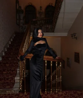 BLACK VELOURS BOLERO DRESS